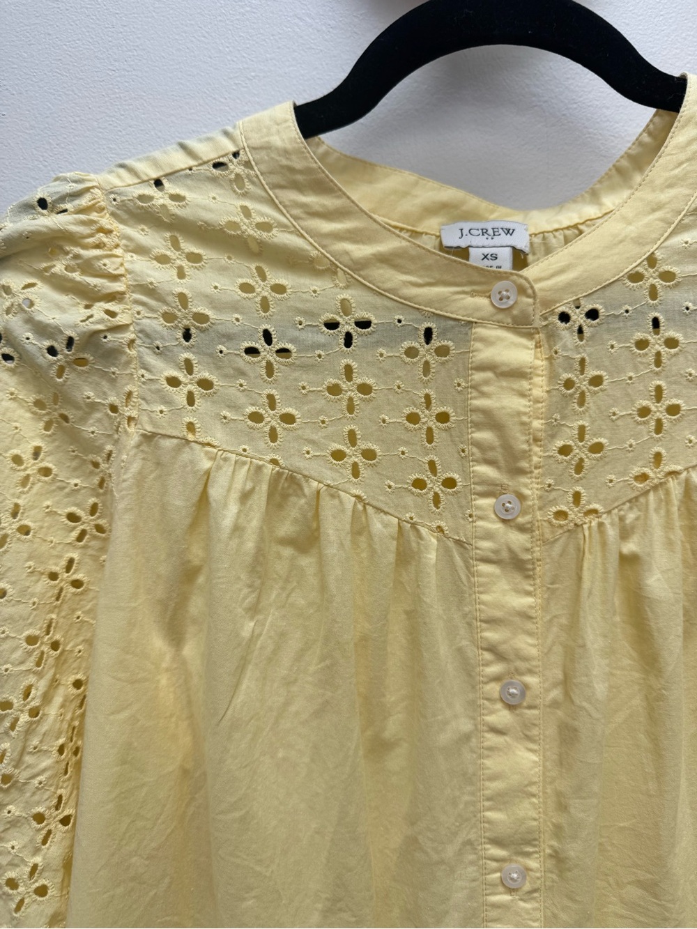 J. Crew Pale Butter Yellow Eyelet Button-Front Blouse - Picture 4 of 5